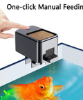 Hassle Free Wifi Smart Automatic Fish Feeder For Home Aquarium With App Programmable Timer Remote Control Usb Powered Dispenser For Dry Pellets Fish Tank Essential Black, showing manual feeding feature.