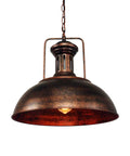 Industrial Dome Pendant Light Fixture for Kitchen Island and Dining Room, Rustic Bronze Metal Barn Ceiling Light with chain