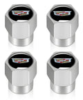 Cadillac Tire Valve Stem Caps 4 Pack Dope Aluminum Alloy Metal Wheel Air Caps Silver For ATS CTS EXT SRX XTS XLR ELR Series Replacement Accessories Premium Quality