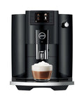 NoDrama Automatic Coffee Machine With OneTouch Espresso Brewing Milk Froth And Rapid SelfClean Design in glossy black finish.