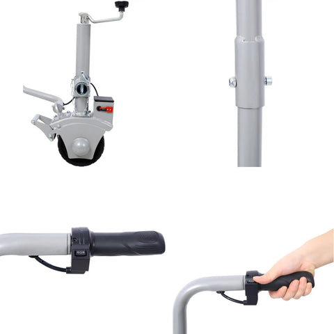 Heavy Duty Electric Trailer Dolly With 5000 Lbs Towing Capacity And One Inch Ball For Boat Rvs, motor and control handle view.