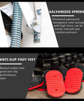 Close-up of galvanized spring and anti-slip foot feet for Automatic Telescopic Loft Ladder With Electric Lift For Attic Access And Rooftop Entry Built Tough.