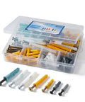 200 Piece Drywall Anchors And Screws Set Ten Sizes Heavy Duty Plastic Wall Anchors And Carbon Steel Screws in open case
