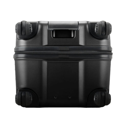 Matte black durable spinner luggage with 360° wheels and TSA lock