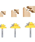 45 Degree Lock Miter Router Bit Set Three Piece Kit With One Quarter Inch Shank For Woodworking