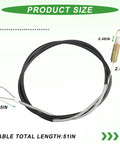 Clutch Cable For 17 Inch Rear Tine Tillers Replaces 532110675 110675X 110675 Fits Craftsman Husqvarna AYP shown with measurements