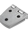 Close-up of stainless steel strap door hinges, part of 4 piece set for boats and yachts, 76 by 38 mm silent operation marine hardware.
