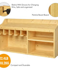 Power Tool Organizer And Storage Cabinet With Wooden Drill Charging Station All In One Wall Mount Rack And 3 Shelves