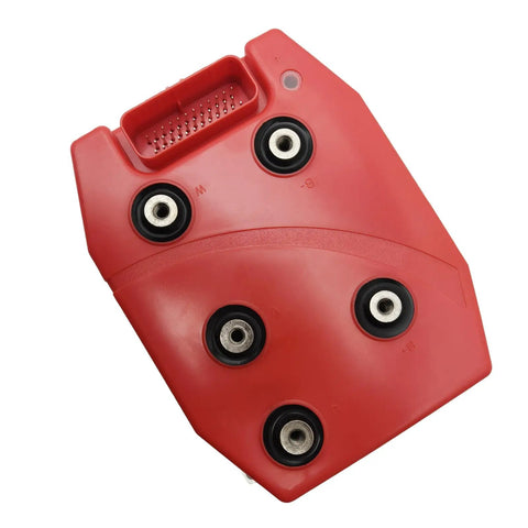 Beefy 48V 400A AC Motor Controller For Electric Golf Cart And Mini Bus Plug And Play EV Upgrade Delivers Smooth Power Compatible With 1232Ser5422 470335422 Parts, red solid state driver module with connection ports.