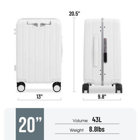 Underseat Carry On Luggage For Kids With Wheels TSA Approved Ride On Suitcase showing dimensions and weight