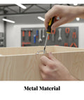 Heavy Duty Invisible Furniture Connectors For Cabinet Assembly And DIY Woodworking 100 Pcs Silver Hidden Joint Clamps securing wooden cabinet.