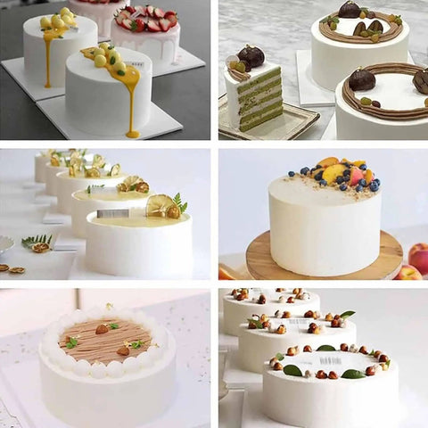Assorted decorated cakes displaying the use of Birthday Cake Cream Smoothing And Filling Machine For 4 To 12 Inch Round Cakes Pro Grade