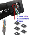 RJ45 Pass Through Crimp Tool Replacement Blades 5 Pack 8 Pin Cavity Heavy Duty Steel Blades for Professional Crimping