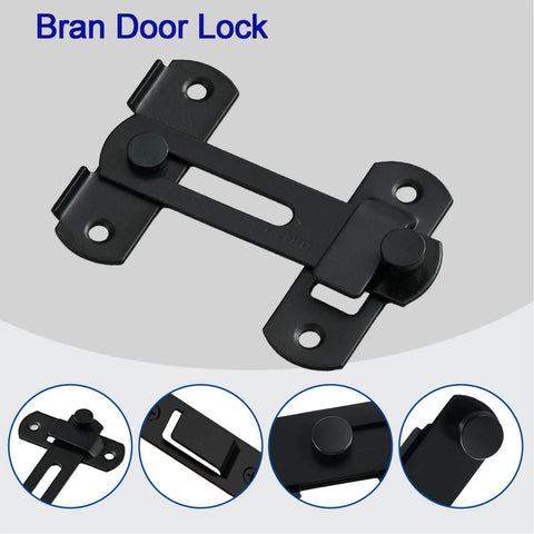 Heavy Duty Barn Door Lock With 180 Degree Flip Latch For Privacy And Child Safety, black stainless steel design