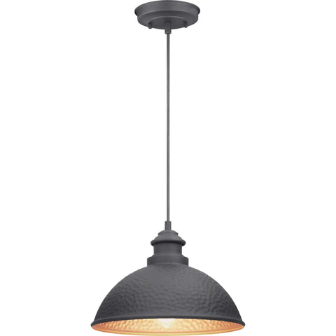 Farmhouse Outdoor Hanging Lantern Light With Textured Black Finish, 1 Light Exterior Pendant Lantern for Porch or Patio view