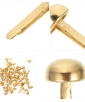 100 Pieces Decorative Craft Nails For DIY Projects, Miniature Brass Fasteners For Cards, Scrapbooking And Jewelry Boxes displayed