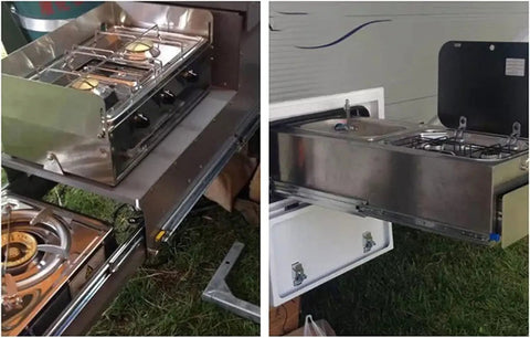 Heavy Duty Three Section Drawer Slides Thickened Steel Full Extension Cabinet Rails Built Tough with sliding gas stove setup.