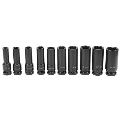Top Tier 1 Inch Drive Impact Socket Set 10 Piece Pro Kit Chrome Molybdenum Steel Heavy Duty Mechanic Garage Auto Repair Tool Wrench for Tough Jobs, 10-24mm