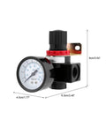 Industrial Grade Pneumatic Pressure Regulator Valve For Compressors With G3/8 Inch Port And Dual Scale Gauge, Space Saving Design