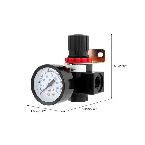 Industrial Grade Pneumatic Pressure Regulator Valve For Compressors With G3/8 Inch Port And Dual Scale Gauge, Space Saving Design
