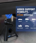 ANTPOWER 3-Ton jack stand with black steel base and blue lifting saddle; supports up to 6000 lbs