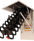 Hella Durable Telescopic Hinged Ladder Kit With Foldable Aluminum Frame 3M Height showing securely unfolded access hatch.