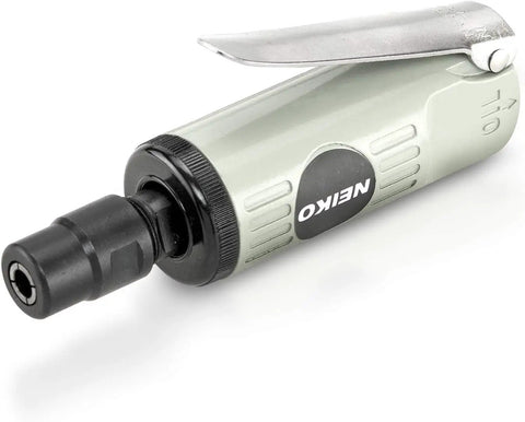 Workhorse 1/4 Inch Air Die Grinder Pushing 24000 Rpm Free Speed, compact straight rotary tool with slim body for tight spaces.