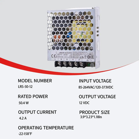 Rock Solid 12V 4.2A 50W Industrial Power Supply Built Tough For All Day Long Smooth Operation Compact Low Profile Switching Unit