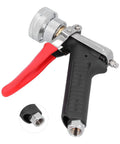 High Pressure Misting Sprayer With Ergonomic Grip For Garden Irrigation And Car Wash Fine Mist Atomization For Fruit Trees Crops Vegetables G1 Quarter Female Thread Compatibility, red and black handle, close-up view