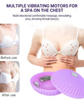 Electric Chest Massager Brings Home Deep Vibration And Fifteen Adjustable Speeds With Gentle Heat And Fifteen Minute Auto Timer, before and after results with purple unit.