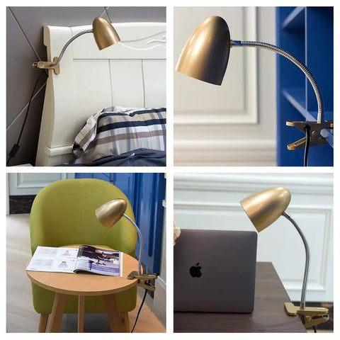 Clip On Bed Light With Clamp For Reading And Nighttime Tasks Non Dimmable 4000K Cool White Desk Lamp in various settings