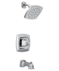 Conway Chrome Posi-Temp Shower Trim Set With Square Showerhead, Lever Handle, And Tub Spout, Valve Included, 6-Inch Rain Shower Head