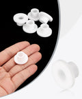 10 Pcs Flanged Nylon Sleeve Bearings With Self Lubricating Bushings Bore 9mm OD 13mm Length 12mm Flange Dia 23mm Flange Thickness 3mm White Durable Low Maintenance, shown in hand
