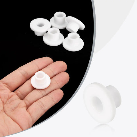 10 Pcs Flanged Nylon Sleeve Bearings With Self Lubricating Bushings Bore 9mm OD 13mm Length 12mm Flange Dia 23mm Flange Thickness 3mm White Durable Low Maintenance, shown in hand