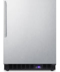 Top Notch Frost Free Undercounter Upright Freezer With Slick Stainless Body front view showing sleek design and digital temperature settings.