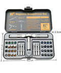 40 Piece Ratchet Tool Kit For Home And Professional Use With Magnetic Bits Detachable T Handle in open case with dimensions