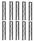Legit Top Shelf Black Wrought Iron Handrails Built Tough For Steps And Decks Secure Guardrails For Kids And Seniors Porch Railing Kit Easy Ground Mount Ten Pieces Ready To Go, black metal bases arranged vertically.