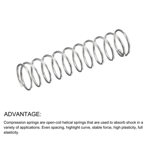 Stainless steel compression spring, silver tone, 25 mm free length