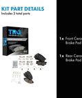 Front And Rear Ceramic Brake Pad Set With Hardware For Toyota box and components displayed