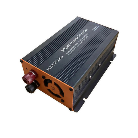 Rugged 500W Power Inverter With Dual AC Outlets And USB Port Converts DC 12V To 110V AC Modified Sine Wave for reliable charging.