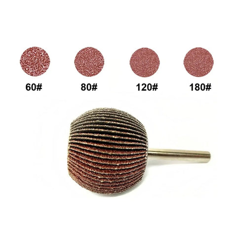 Five Piece Set Spherical Sandpaper Flap Wheels With 6mm Shank For Rotary Tools Polishing Ball Shapes Grit Options