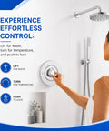Chrome Shower Faucet Trim Kit Compatible With Moen Chateau Standard Valve Fits 1220 And 1225 Cartridges Easy Hot Cold Markings For Quick Install wall-mounted chrome trim kit with showerhead and handheld sprayer