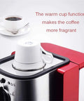 Italian Automatic Espresso Machine With 15 Bar Pressure And Steam Milk Foam System featuring a cup warmer with a white mug on top.
