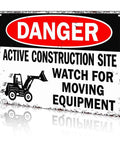 12 By 8 Inches Aluminum Danger Active Construction Site Warning Sign Built For Outdoor And Indoor Use Weatherproof Rust Resistant
