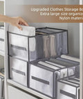 Effortless Wardrobe Closet Organizer System for clothes and accessories with nylon drawer dividers on a shelf.