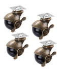 Heavy Duty Vintage Brass Retractable Caster Wheels 4 Pack Smooth As Silk Glide for sofa and workbench use.