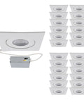 24 Pack 4 Inch Square Adjustable LED Recessed Lights, Pivot Gimbal Design, 9W Output Hits 700 Lumens, 5 Selectable Warmth Levels, IC Rated Seal Keeps Airflows Tight, Durable White Frame, Universal 120 To 277V Support