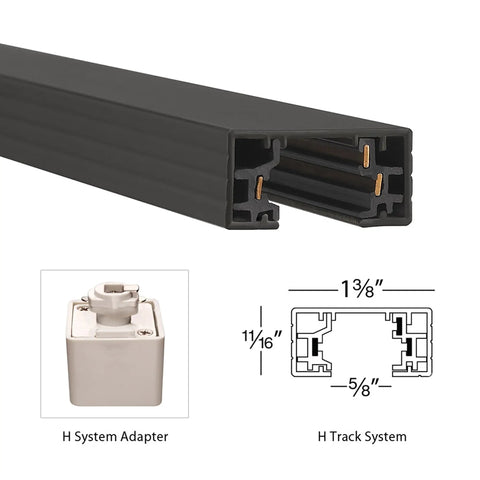 120V Live End Power Feed Connector For H Style Track Lighting From Either End 3-Wire H Track Systems Black Die Cast Aluminum