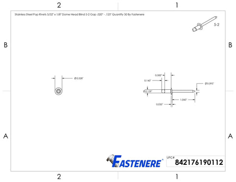 Heavy Duty Stainless Steel Pop Rivets Featuring Rounded Dome Caps For No Sweat One Step Install - Corrosion Resistant Blind Rivets 5/32 X 1/8 Inch Pull Range Delivers Badass Grip And A Sweet Finished Look On Sheet Metal Cars Or Boats 50 Piece Pack