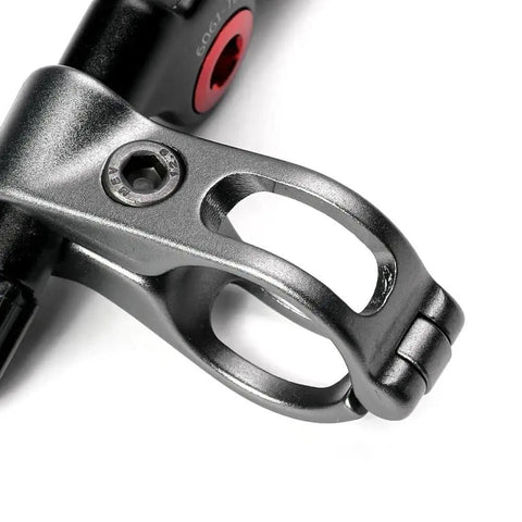 Close-up of Seatpost Remote Lever For Mountain Bikes, Aluminum Alloy Cable Controller with 22.2mm Diameter, Black Finish